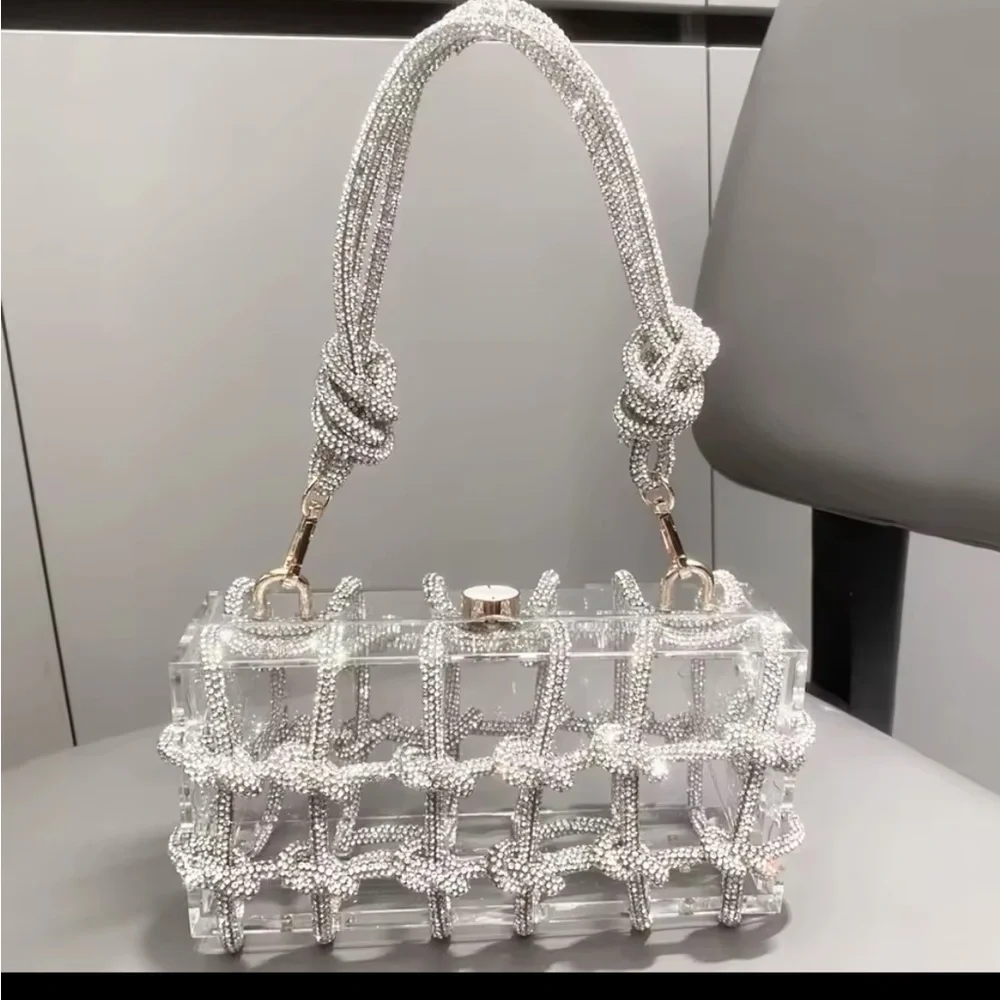 Gold and Silver Transparent Clutch with Industrial Design